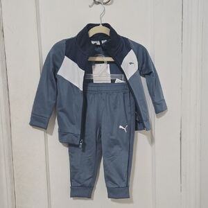 Puma Kids Navy and White Tracksuit Set